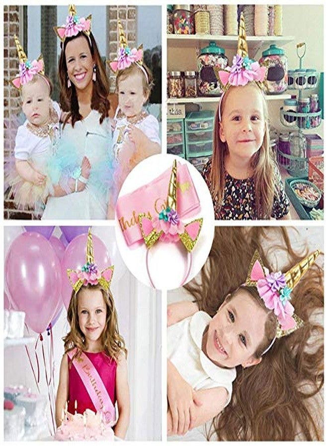 فانسي دريسويل طقم يونيكورن من فانسي دريس ويل، طوق رأس لامع على شكل يونيكورن ووشاح عيد ميلاد، مستلزمات مثالية لحفلات أعياد الميلاد، لون وردي - Image 5